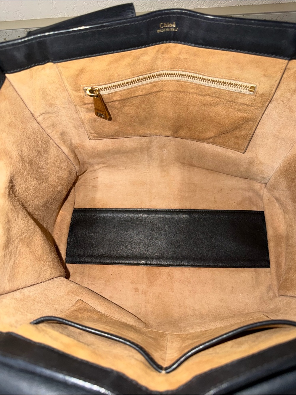 CHLOE Color Block Black and Cream Leather Tote - Picture 10 of 15